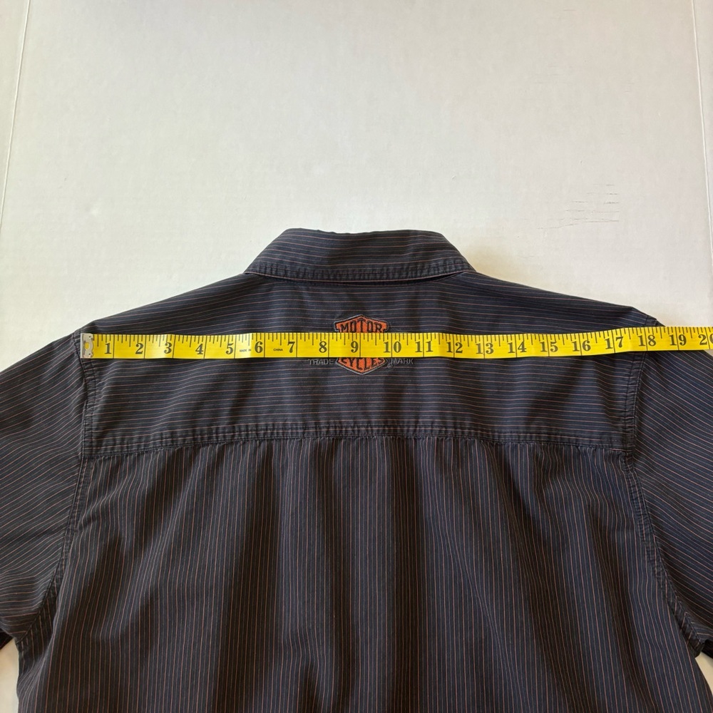 Harley-Davidson Pre-Luxe Black & Orange Pinstripe Button Up Shirt Men's Size M - Picture 9 of 10